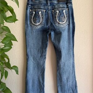 Miss Me Curvy Boot Cut Jeans 31 with Embellished Horseshoe Star Pockets